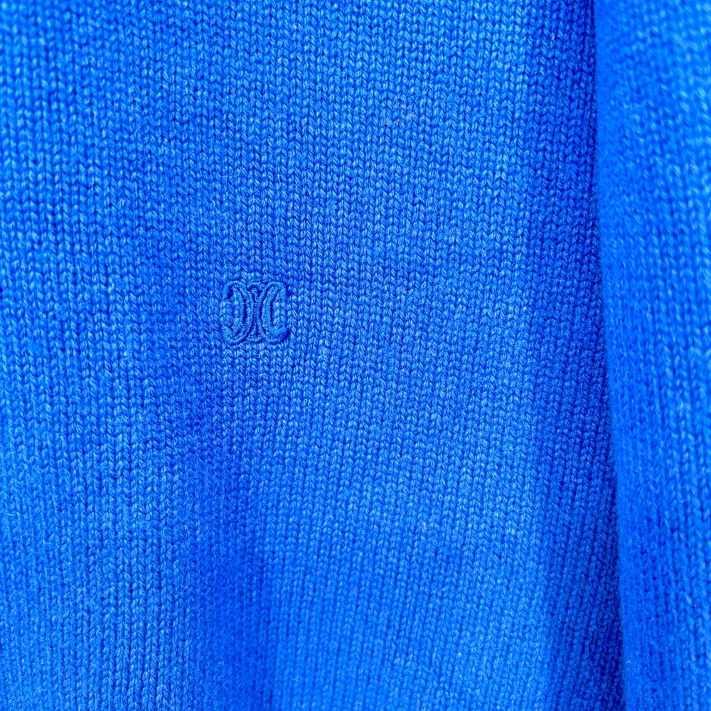 Celine Cashmere Crewneck Knit Sweater Blue Triomphe Logo Embroidered Pullover M - Picture 7 of 16